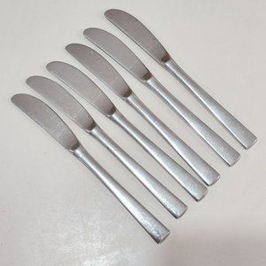 6) DJ Stainless Flat Handle Butter Spreader mid century modern Japan vintage